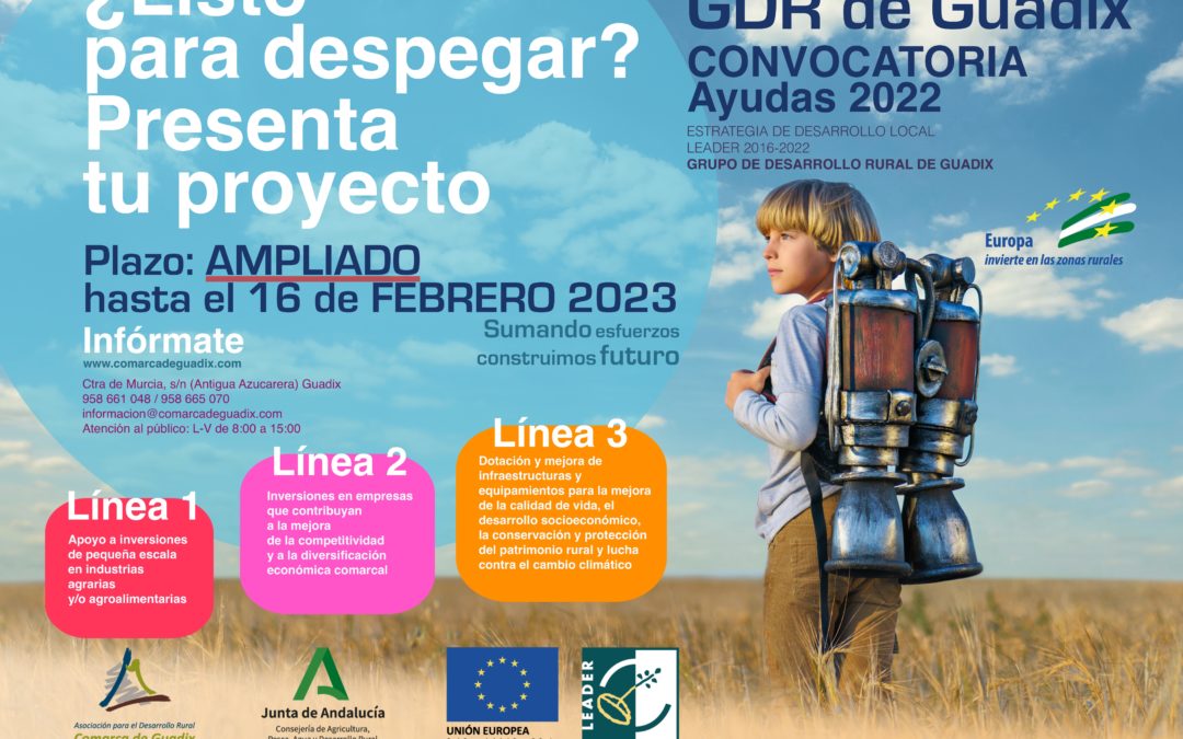 Convocatoria ayudas GDR de Guadix: AMPLIADO EL PLAZO HASTA EL 16 DE FEBRERO DE 2023.