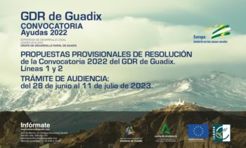 Publicadas las Propuestas Provisionales de Resolución de la Convocatoria 2022 del GDR de Guadix: Líneas 1 y 2