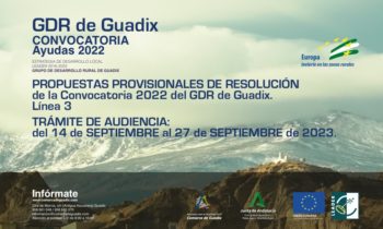 Publicadas las Propuestas Provisionales de Resolución de la Convocatoria 2022 del GDR de Guadix: Línea 3