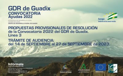 Publicadas las Propuestas Provisionales de Resolución de la Convocatoria 2022 del GDR de Guadix: Línea 3