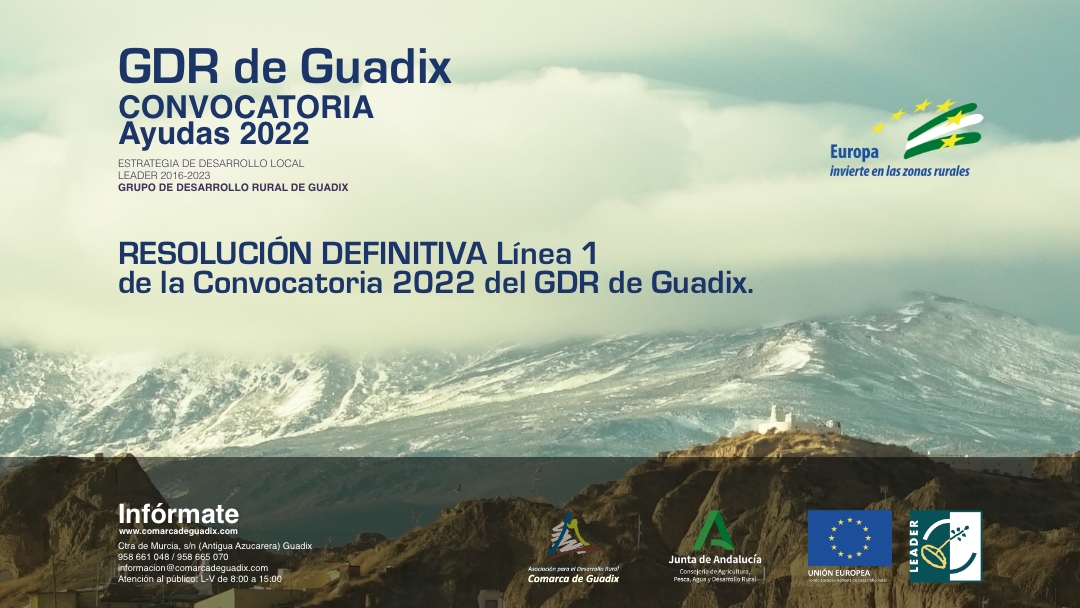 Publicada la resolución definitiva de la línea 1 de ayudas de la convocatoria 2022 de la Estrategia de Desarrollo Local de la Comarca de Guadix.